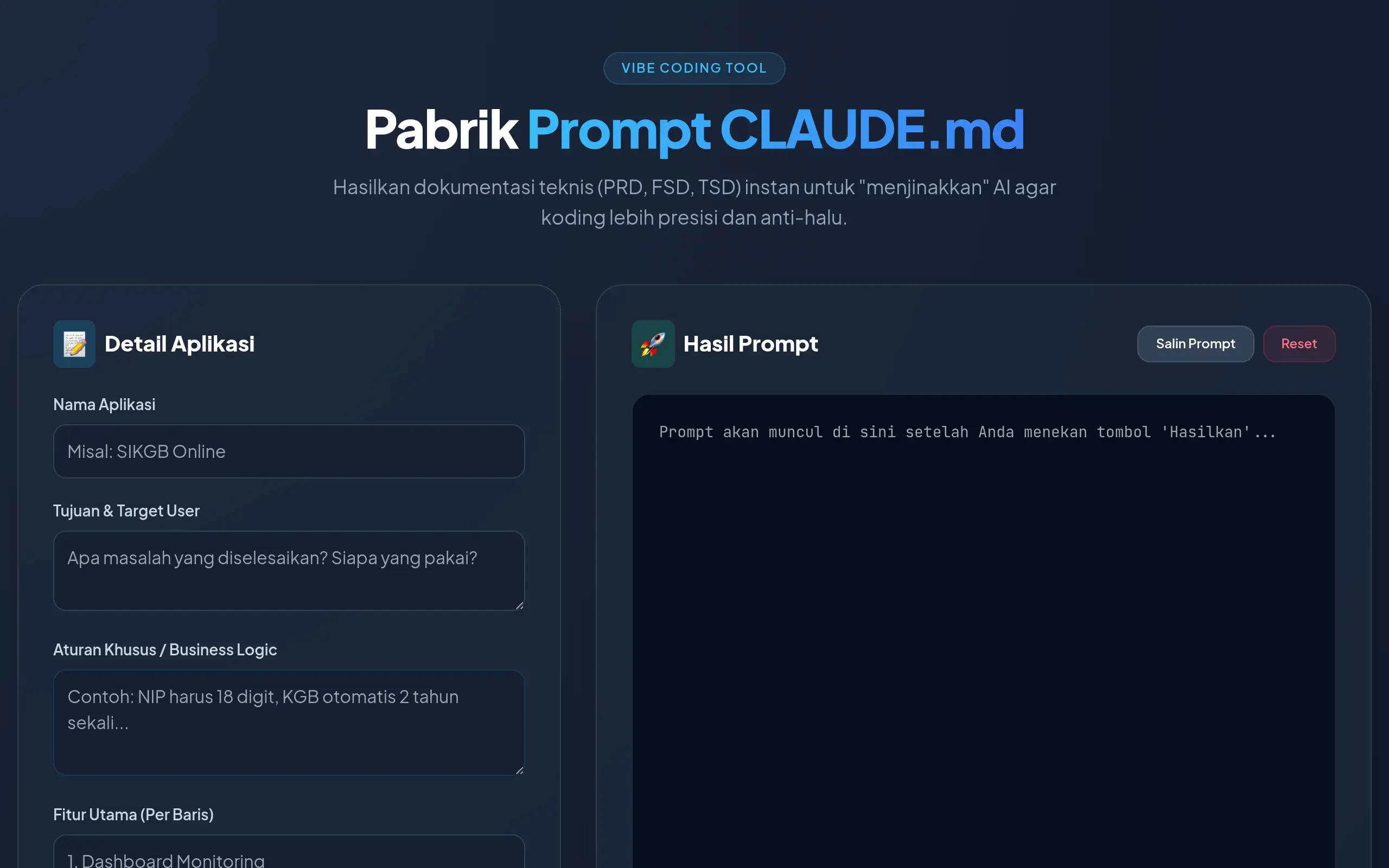 Screenshot pabrik-prompt