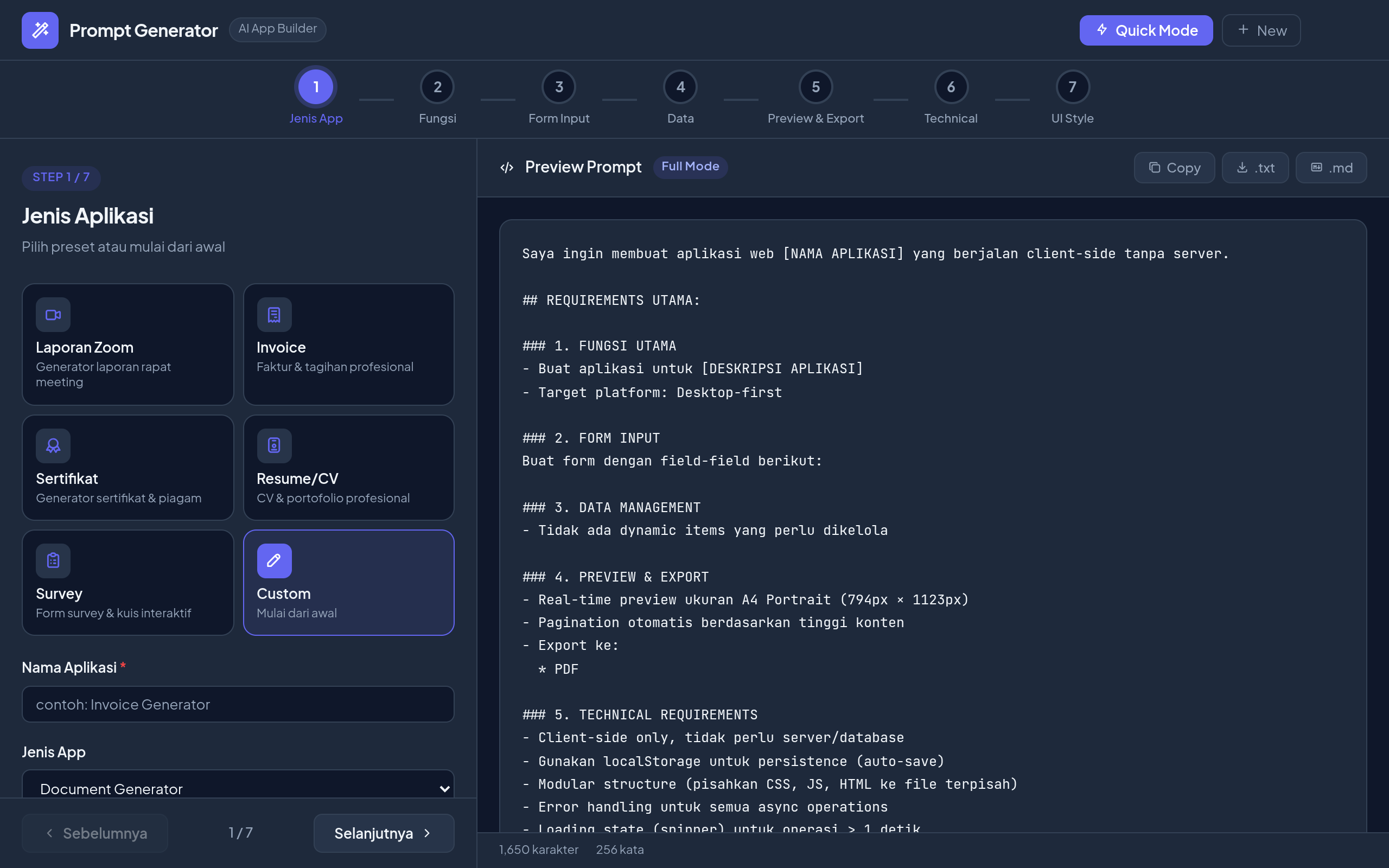 Screenshot prompt-generator1